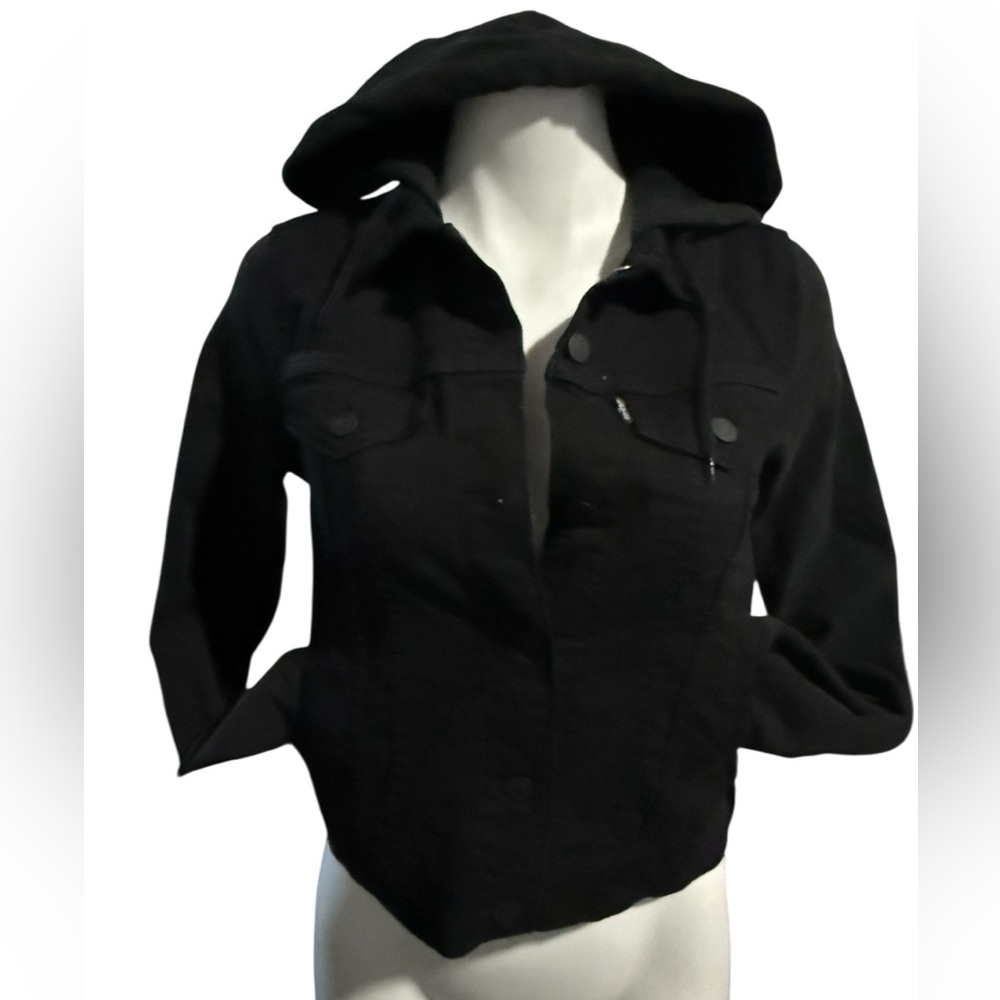 Levi's Black Women's Trucker Jean Jacket, hybrid, sweatshirt sleeves, hoody, XS - Picture 4 of 11